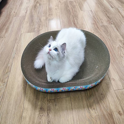 Cat Scratcher Pad – Oval Cardboard Scratching Bowl for Indoor Cats