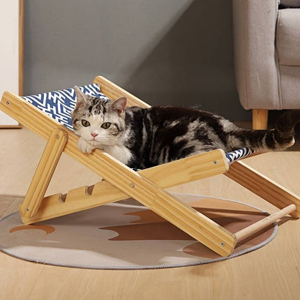 Cat Lounge Chair – Wooden Frame with Sisal Scratcher, Hammock and Bed