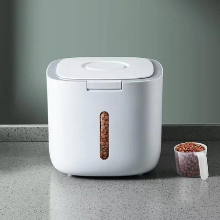 Pet Food Storage Container – Airtight Box with Measuring Cup