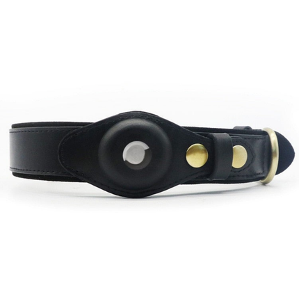 Leather Dog Collar with Airtag Holder – Adjustable Pet Collar