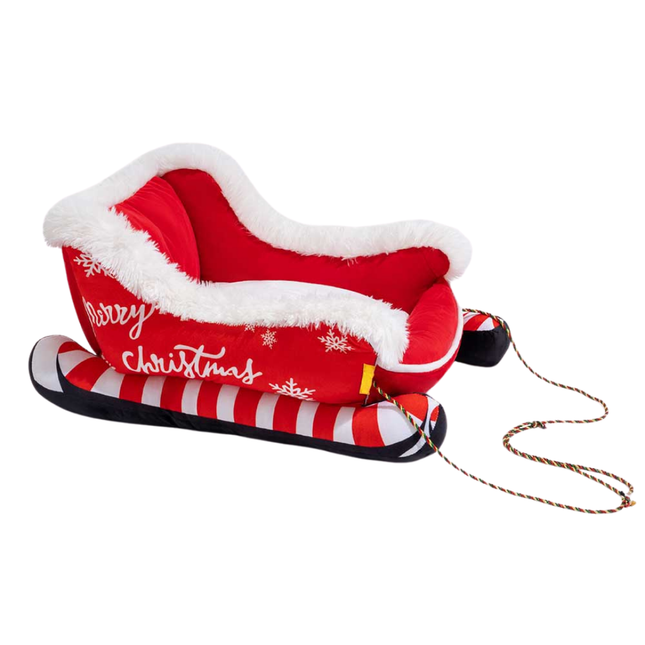Snowy Dog Bed – Plush Christmas Design with Cushion