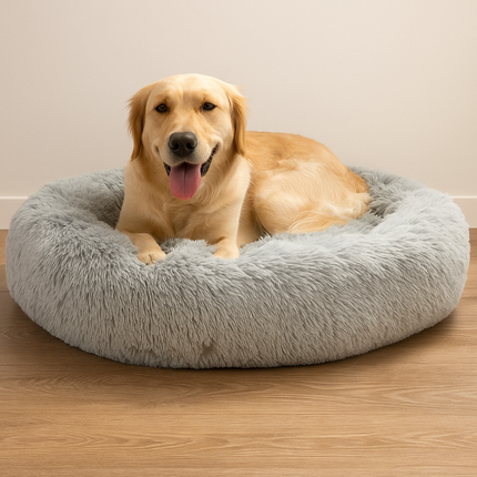 Large Plush Donut Pet Bed – Round Non-Slip Sleeping Cushion for Dogs & Cats