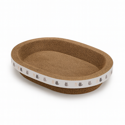 Cat Scratcher Pad – Oval Cardboard Scratching Bowl for Indoor Cats