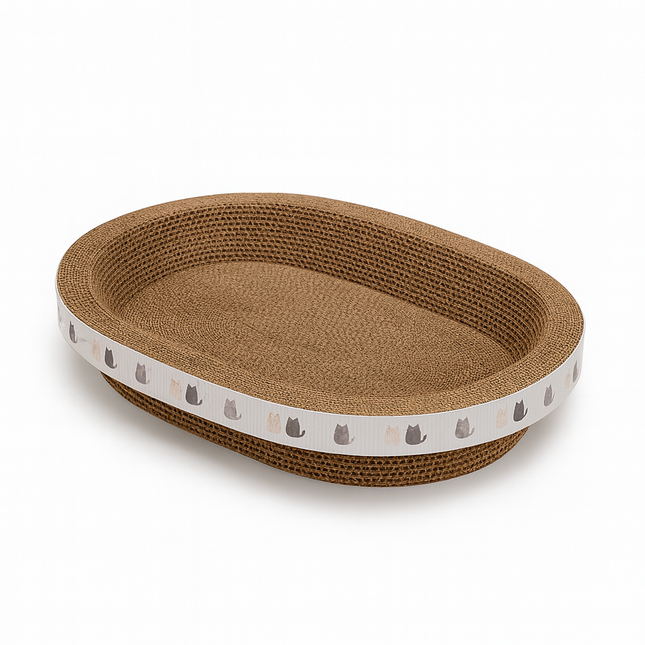 Cat Scratcher Pad – Oval Cardboard Scratching Bowl for Indoor Cats