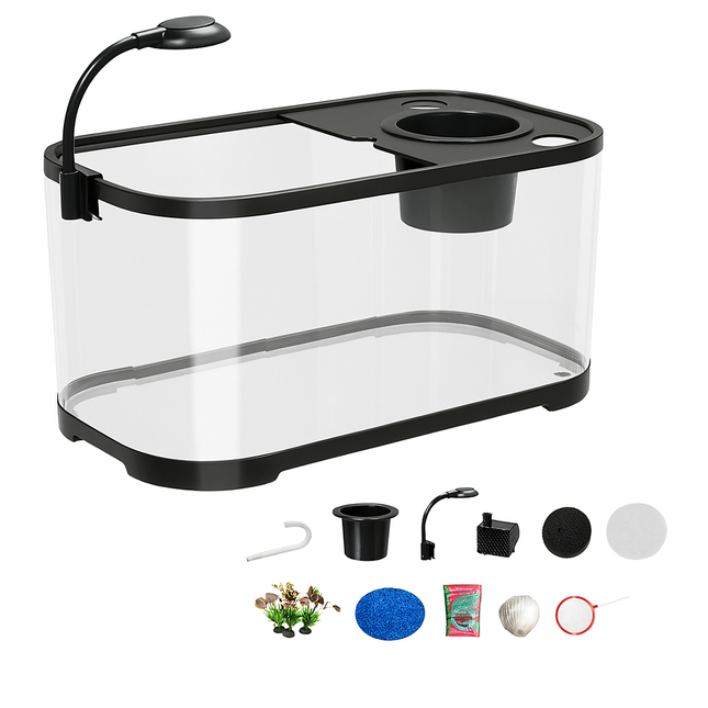 Small Desktop Aquarium – Clear Betta Fish Tank for Aquatic Pets and Turtles
