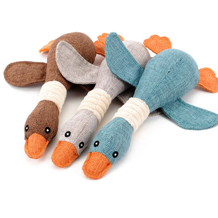 Interactive Sound Dog Toy – Plush Goose with Squeaker