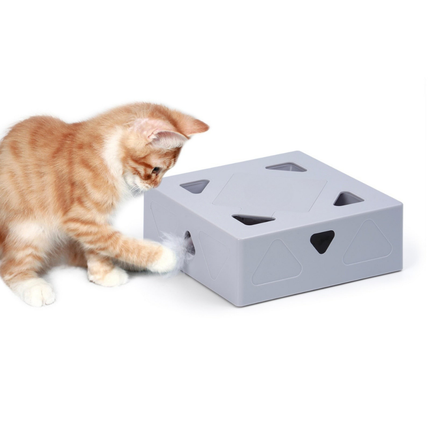 Electric Interactive Cat Toy – Magic Box with Feather & Mouse Teaser