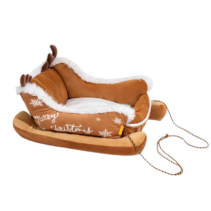 Snowy Dog Bed – Plush Christmas Design with Cushion