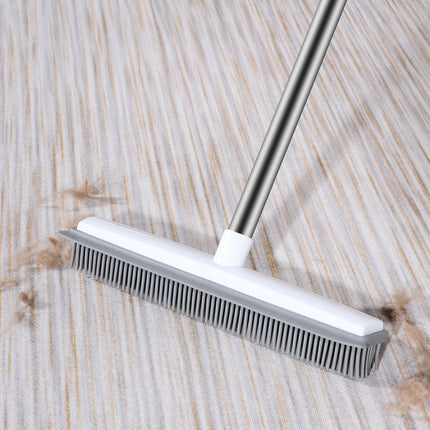 Rubber Broom with Squeegee – Pet Hair Remover for Floors