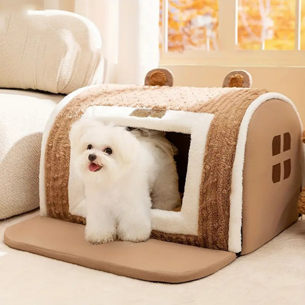 Pet Winter Bed – Plush Cotton Cushion for Cats and Dogs