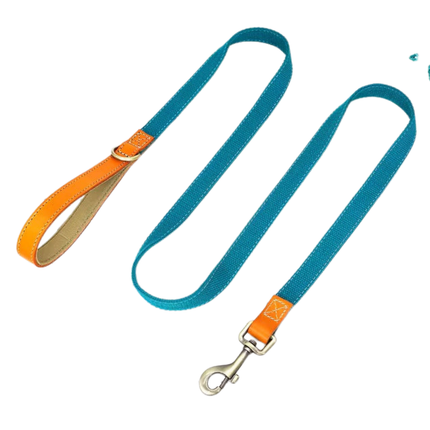 Dog Leash 150 cm – Durable Nylon Lead with PU Leather Handle
