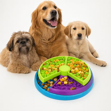 Booteely Slow Feeder Dog Bowl – 3-Level Puzzle with Non-Slip Base