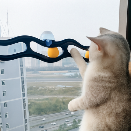 Cat Track Ball Toy – Suction Cup Mounted Interactive Play