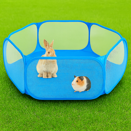 Foldable Pet Playpen – Portable Transparent Tent Cage for Small Animals