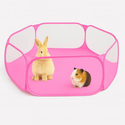Foldable Pet Playpen – Portable Transparent Tent Cage for Small Animals