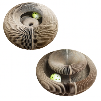 Foldable Cat Scratcher Toy with Ball – Cardboard Lounge Bed
