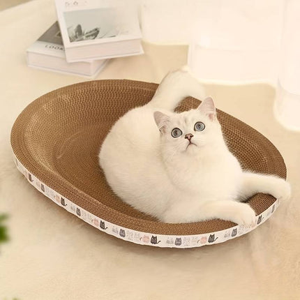 Cat Scratcher Pad – Oval Cardboard Scratching Bowl for Indoor Cats