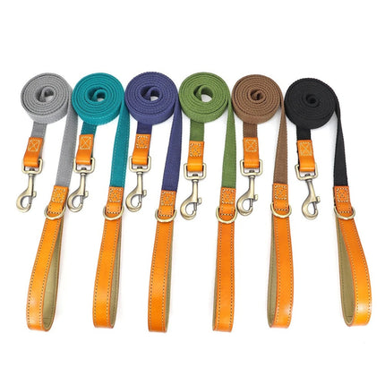 Dog Leash 150 cm – Durable Nylon Lead with PU Leather Handle