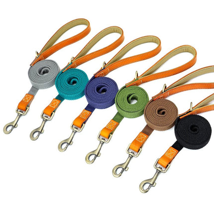 Dog Leash 150 cm – Durable Nylon Lead with PU Leather Handle