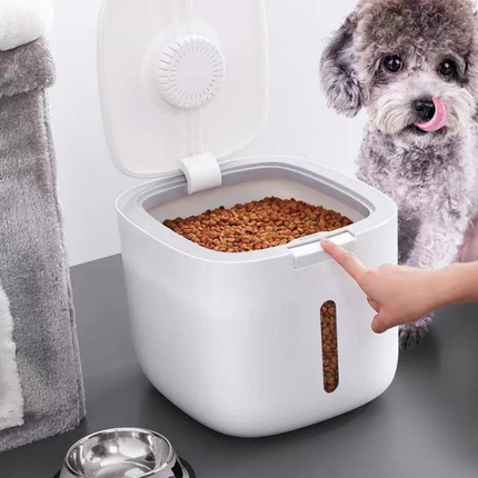 Pet Food Storage Container – Airtight Box with Measuring Cup
