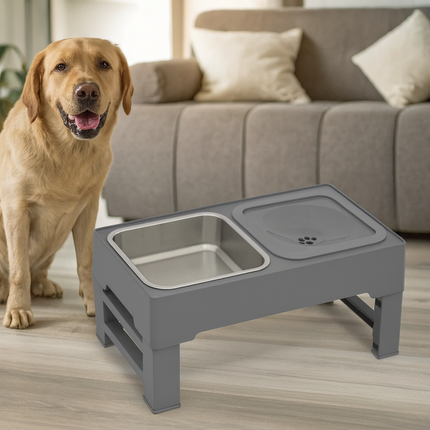 2-in-1 Elevated Dog Bowls – Adjustable Height Slow Feeder with Non-Slip Base