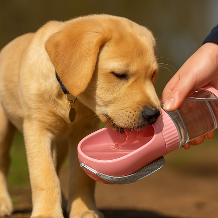 2-in-1 Portable Pet Water Bottle with Food Container – For Dogs and Cats
