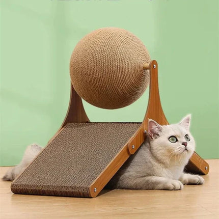 Cat Scratching Board – Wooden Frame with Sisal Rope Toy