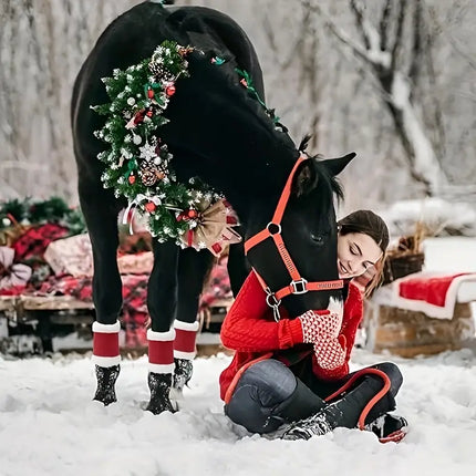Horse Leg Wraps – Christmas Polyester Covers with Faux Fur