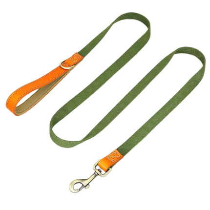 Dog Leash 150 cm – Durable Nylon Lead with PU Leather Handle