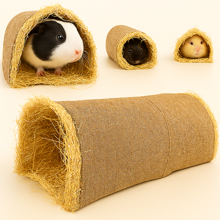 Grass Tunnel Hideout – Small Animal Toy for Rabbits, Guinea Pigs, and Rodents