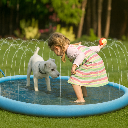 Dog Pool – Inflatable Pet Splash Pad with Sprinkler