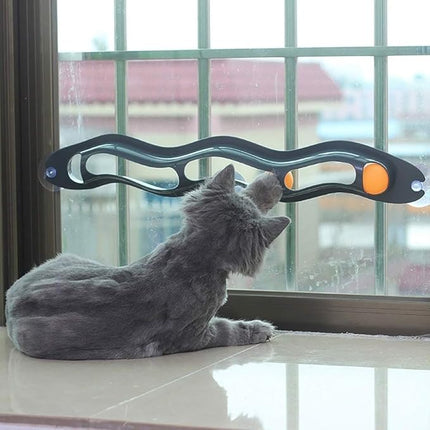Cat Track Ball Toy – Suction Cup Mounted Interactive Play