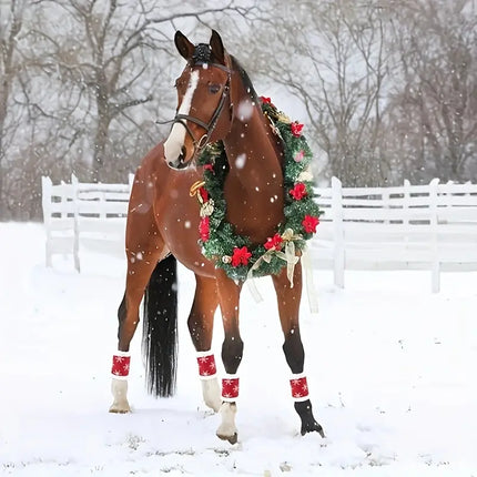 Horse Leg Wraps – Christmas Polyester Covers with Faux Fur
