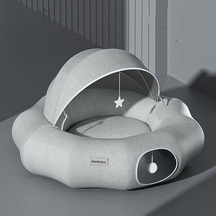 Donut Cat Tunnel Bed – Enclosed Pet Nest for Cats