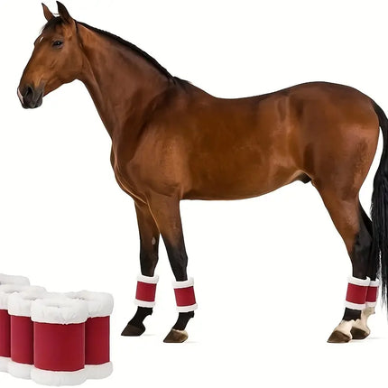 Horse Leg Wraps – Christmas Polyester Covers with Faux Fur