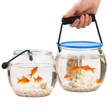 Portable Round Fish Tank – Transparent Aquarium with Lid and Handle