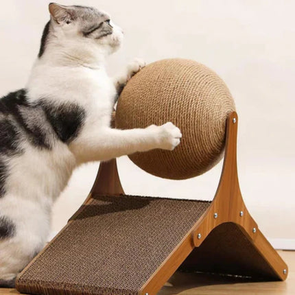 Cat Scratching Board – Wooden Frame with Sisal Rope Toy