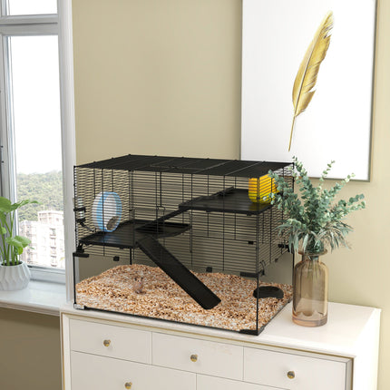 Hamster Cage – 3-Tier Design with Glass Bottom, Ramp and Wheel
