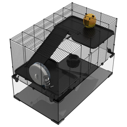Hamster Cage – 3-Tier Design with Glass Bottom, Ramp and Wheel