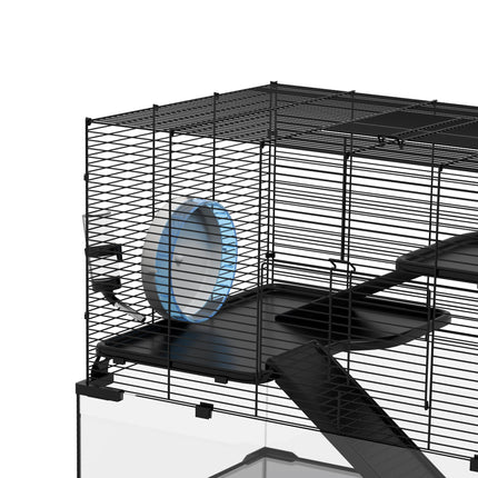 Hamster Cage – 3-Tier Design with Glass Bottom, Ramp and Wheel