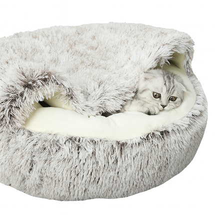 Round Plush Pet Bed – Soft Sleeping Cushion for Cats and Small Dogs