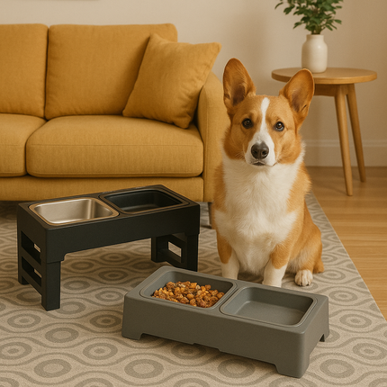 2-in-1 Elevated Dog Bowls – Adjustable Height Slow Feeder with Non-Slip Base
