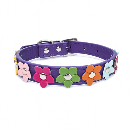 Floral Pet Collar and Leash Set – PU Leather for Pets