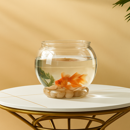 Transparent Round Fish Bowl - Aquarium for Small Fish