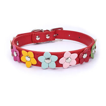 Floral Pet Collar and Leash Set – PU Leather for Pets