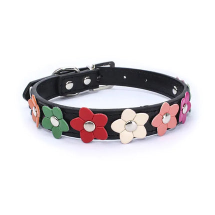 Floral Pet Collar and Leash Set – PU Leather for Pets