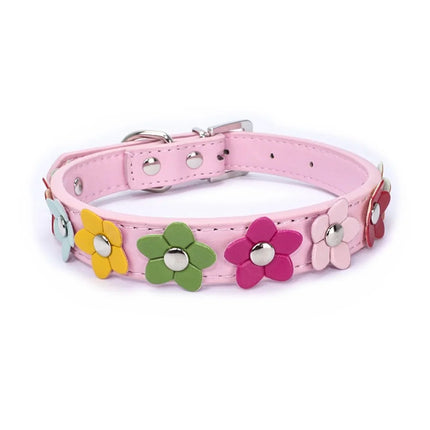 Floral Pet Collar and Leash Set – PU Leather for Pets