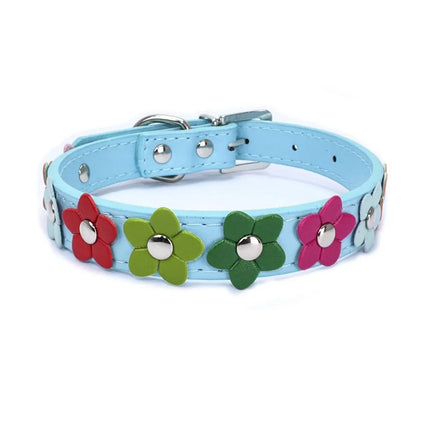 Floral Pet Collar and Leash Set – PU Leather for Pets