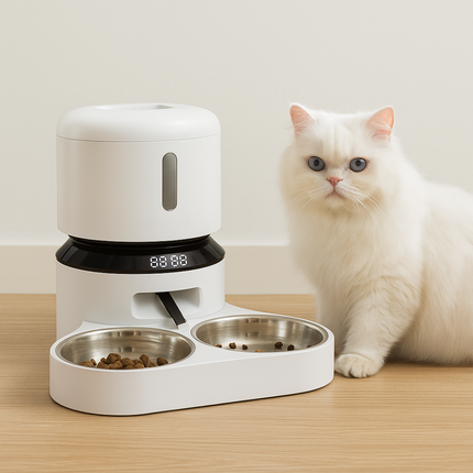 Capsule Automatic Cat Feeder – Timed Dual Bowl Design