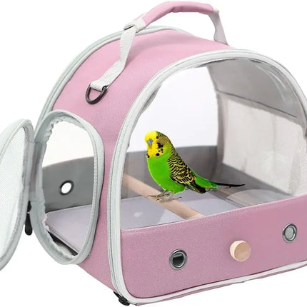 Portable Parrot Carrier Bag – Foldable Travel Cage with Perch and Shoulder Strap